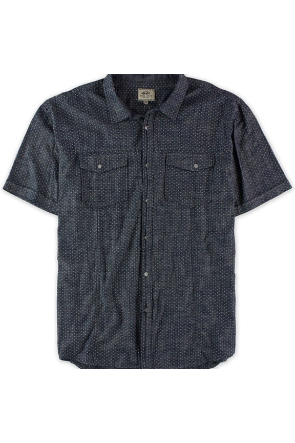 Mens Boater Ss Woven Button Up Shirt, Blue, X-Small