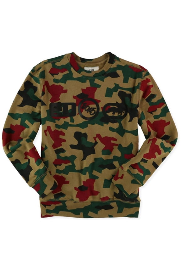 Mens Camo Logos Sweatshirt, Brown, X-Small