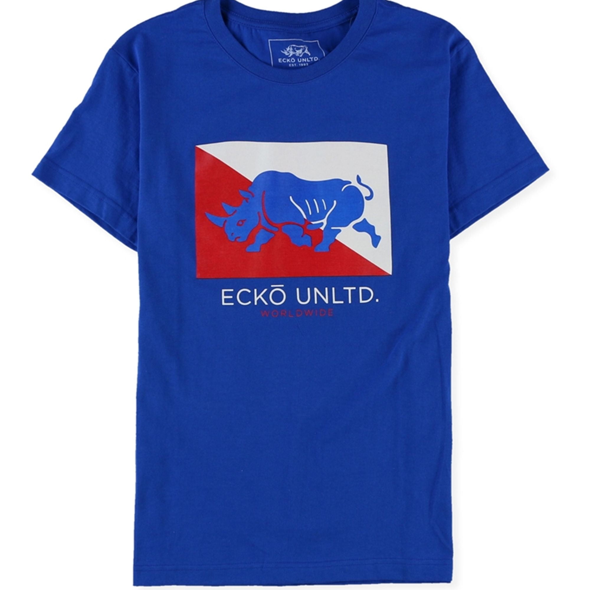 Tシャツ・カットソー Core Flag Basic Tee Unisex Lon Ecko Unltd. Mens Core Flag Rhino Graphic T-Shirt, Blue