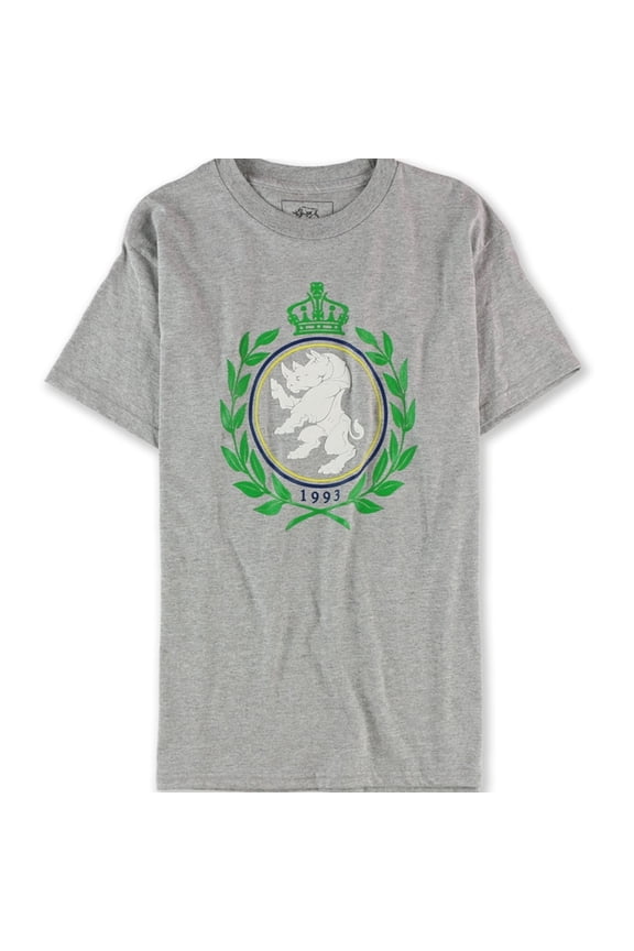 Mens Crown Lion Graphic T-Shirt, Grey, Small