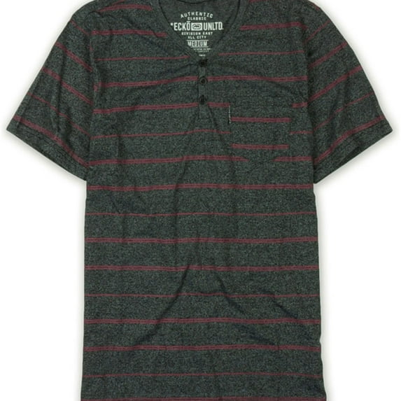 Ecko Unltd. Mens Fireworks Y-neck Striped Henley Shirt, Black, X-Small