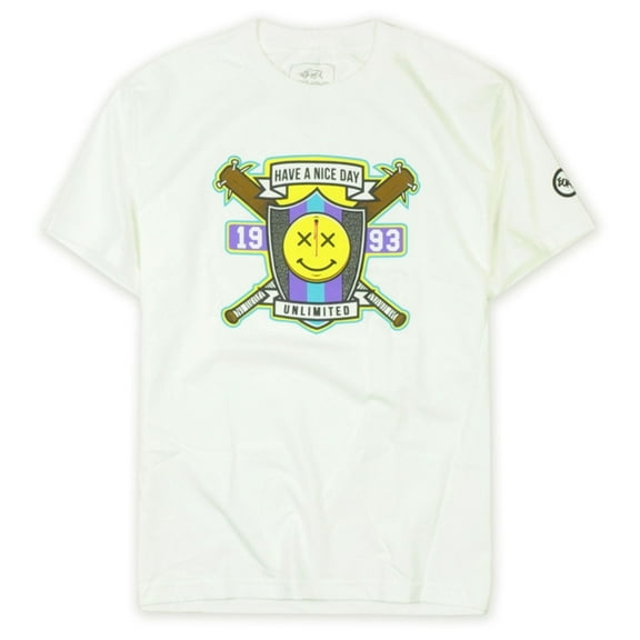 Ecko Unltd. Mens Have A Nice Day Graphic T-Shirt, White, Small
