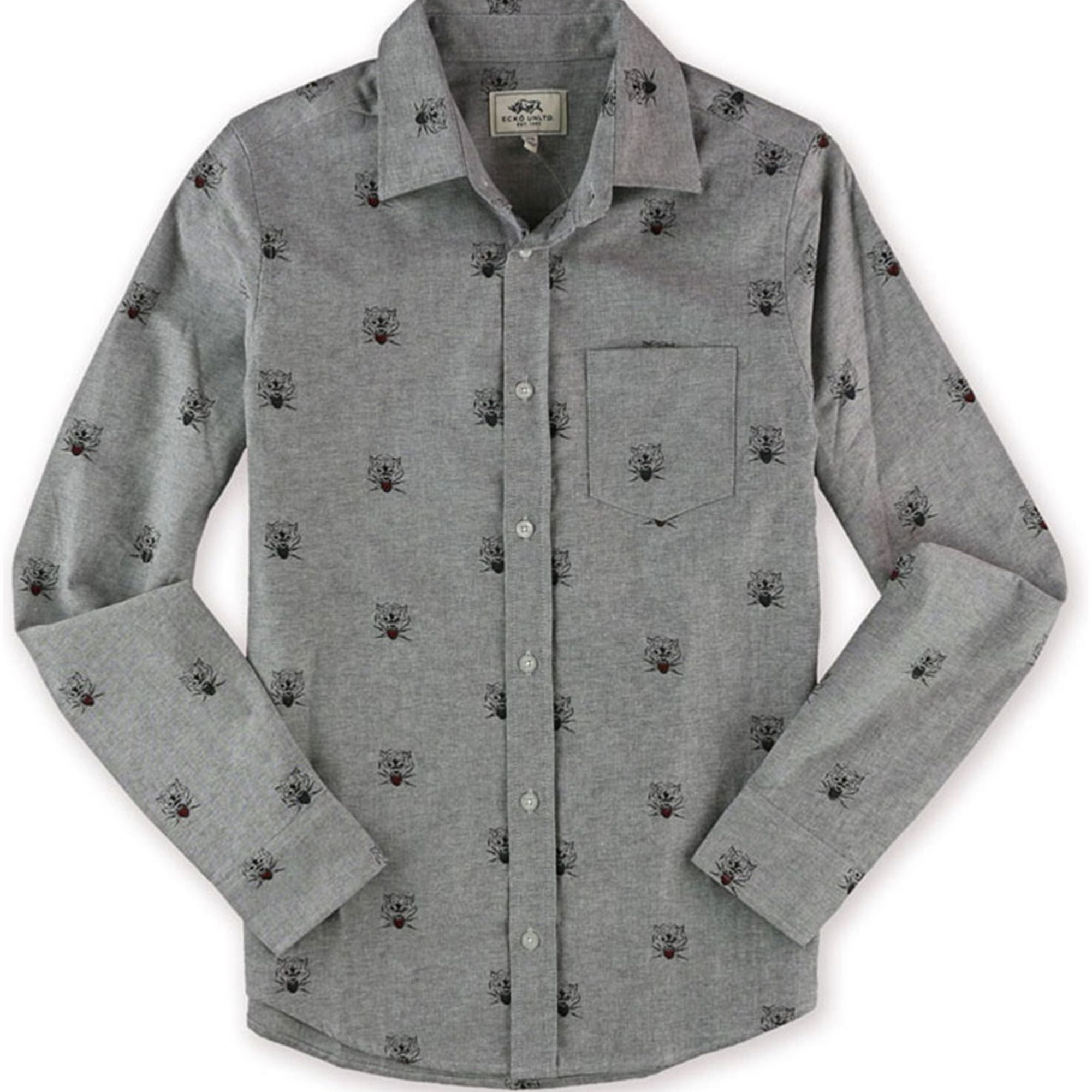 Ecko Unltd. Mens Hell Bent Allover Button Up Shirt, Grey, Small -  Walmart.com