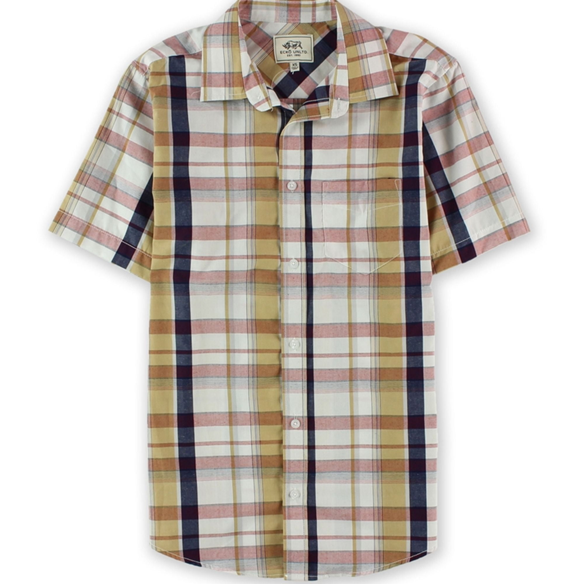 Ecko Unltd. Mens Inject Ss Woven Button Up Shirt, White, X