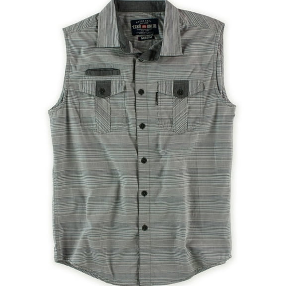 Ecko Unltd. Mens Man Of War Woven Button Up Shirt, Grey, X-Small