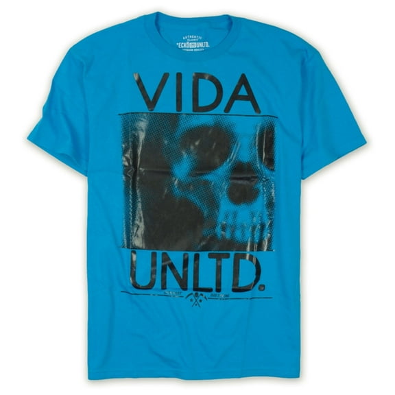 Ecko Unltd. Mens Neon Vida Skull Vinyl Graphic T-Shirt, Blue, X-Small