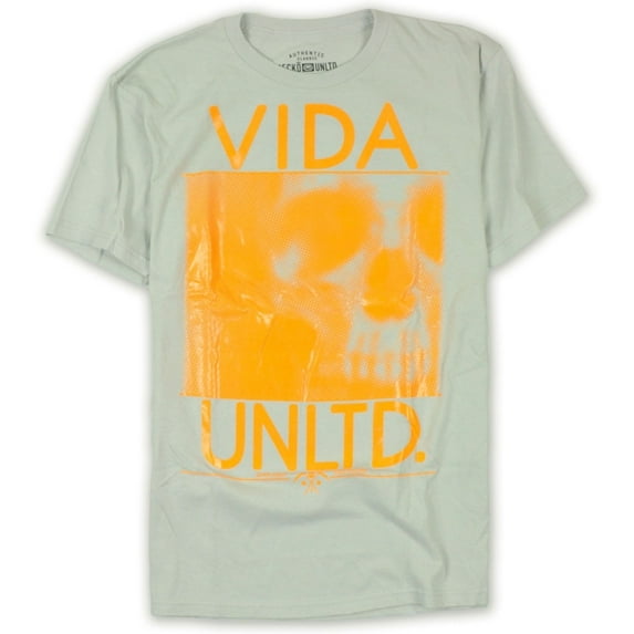 Ecko Unltd. Mens Neon Vida Skull Vinyl Graphic T-Shirt, Grey, Small
