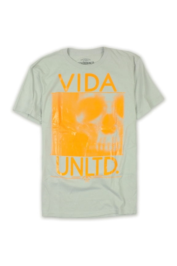 Mens Neon Vida Skull Vinyl Graphic T-Shirt, Grey, Small