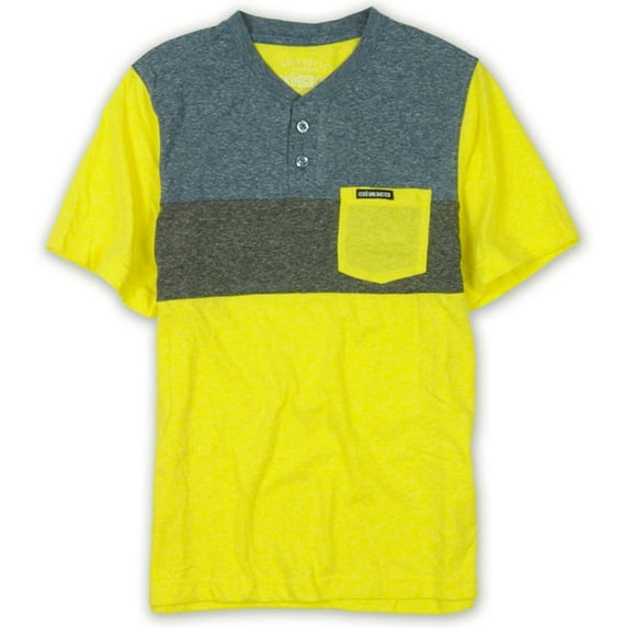 Ecko Unltd. Mens Nep Colorblock Henley Shirt, Yellow, Large