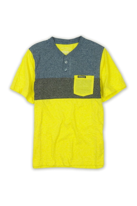 Mens Nep Colorblock Henley Shirt, Yellow, Medium