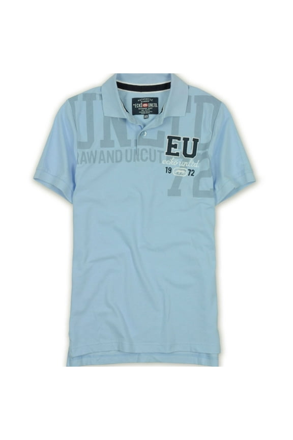 Mens Raw And Uncut Eu 1972 Logo Rugby Polo Shirt, Blue, X-Small