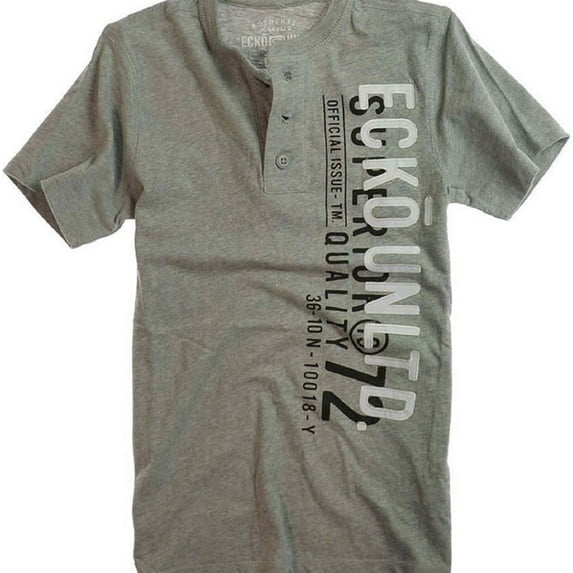 Ecko Unltd. Mens Ss Vertical Henley Shirt, Grey, X-Small