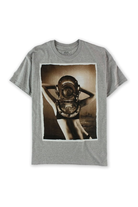 Mens Starry Night Graphic T-Shirt, Grey, X-Small