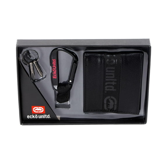 Ecko Unltd Rhino Men's Bifold Wallet with Key FOB Boxed Gift Set Black