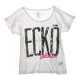 thumbnail image 1 of Ecko Unltd. Womens Lace Open Neck Graphic T-Shirt, White, Small, 1 of 1