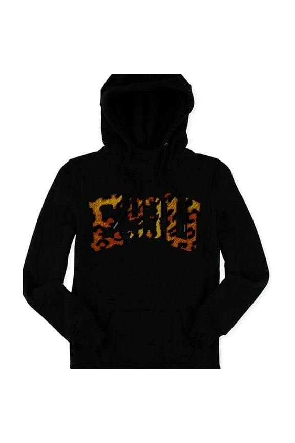 Womens Leopard Pullover Hoodie Sweatshirt, Black, Medium