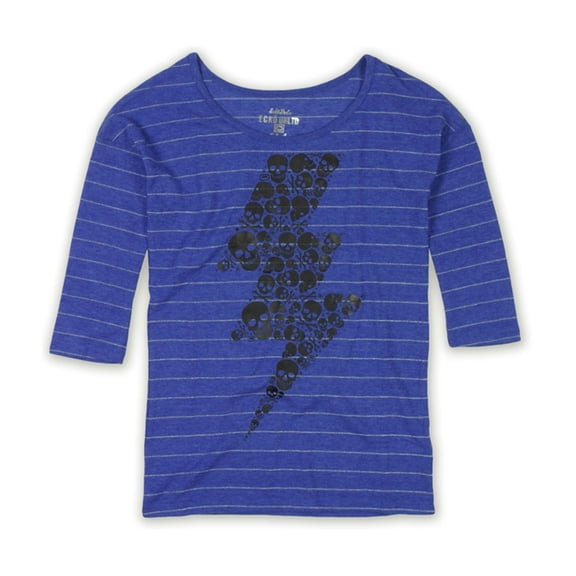 Ecko Unltd. Womens Ls Vnk Mtllc Strp Skull Graphic T-Shirt, Purple, Small