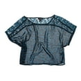 thumbnail image 1 of Ecko Unltd. Womens Printed Lace Crop Pullover Blouse, Blue, Large, 1 of 1