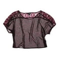 thumbnail image 1 of Ecko Unltd. Womens Printed Lace Crop Pullover Blouse, Purple, X-Large, 1 of 1