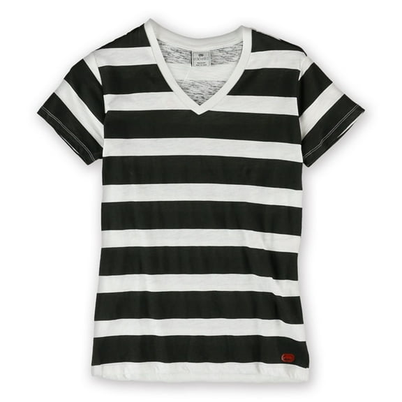 Ecko Unltd. Womens Stripe Slub Graphic T-Shirt, Black, Medium
