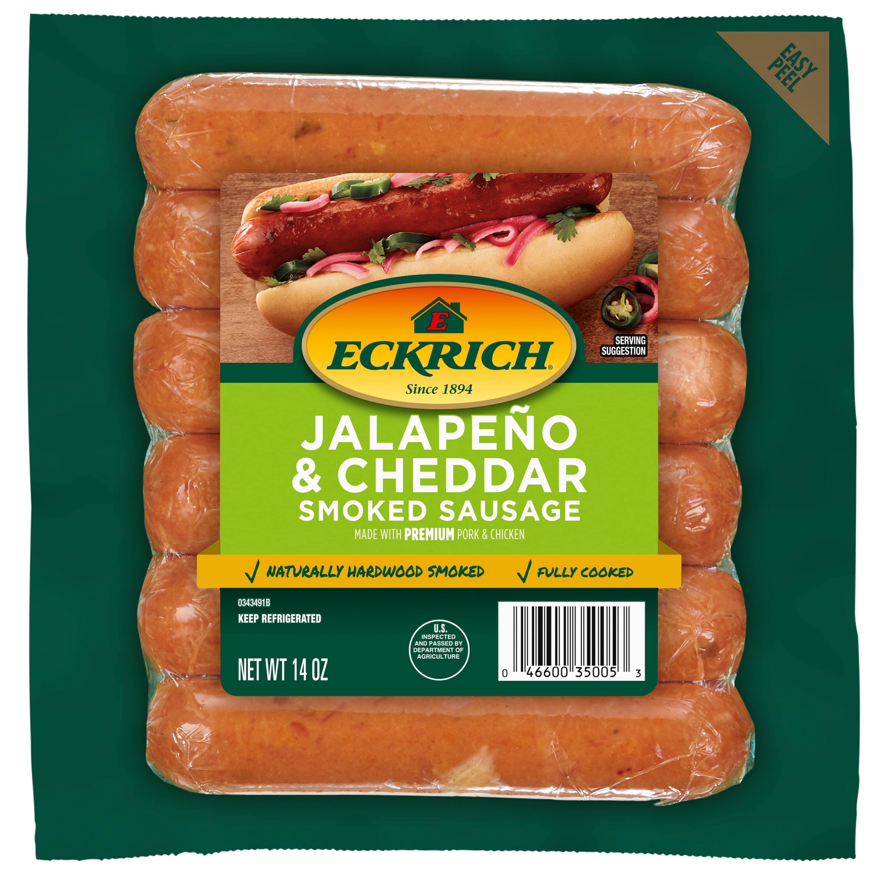 Eckrich Jalapeno & Cheddar Smoked Sausage Links, 14 oz