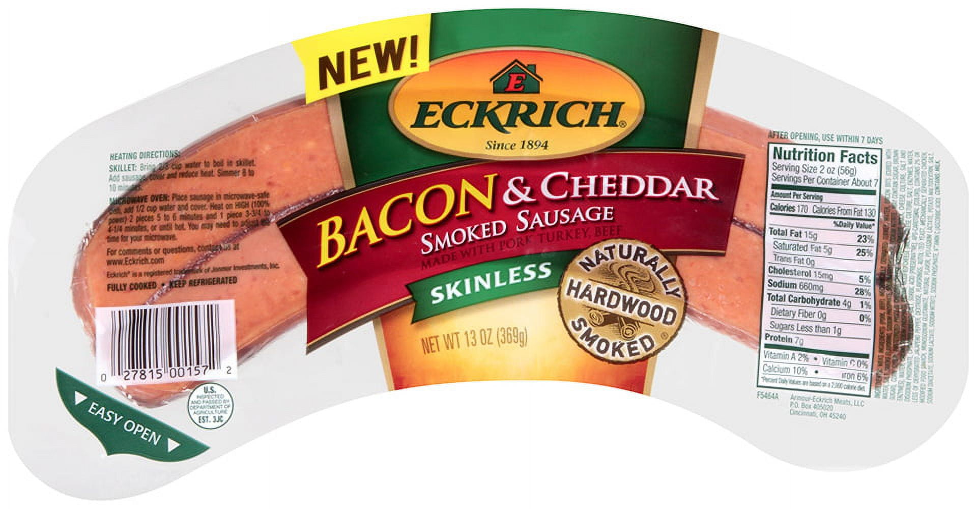 Eckrich Naturally Hardwood Smoked Sausage Rope, Bacon & Cheddar Flavor