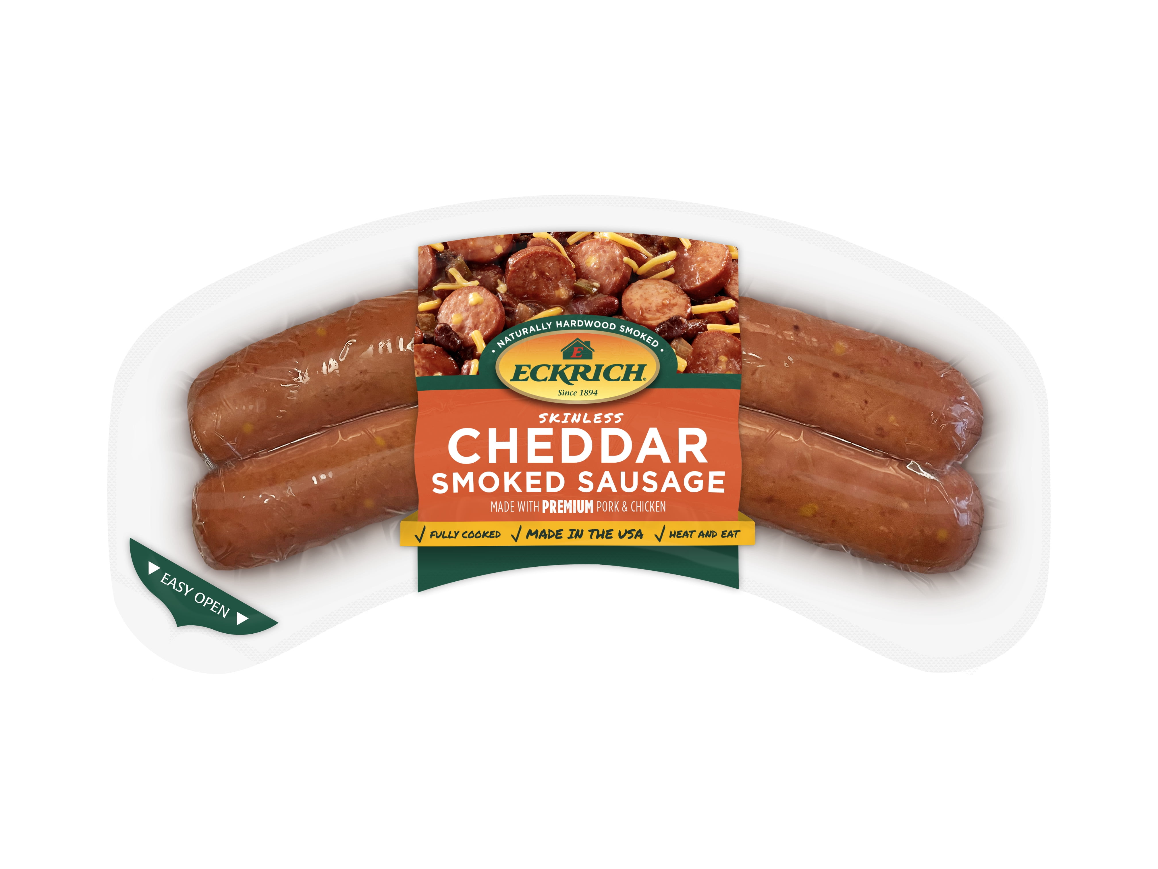 Eckrich Skinless Cheddar Smoked Sausage, 13 oz - Walmart.com