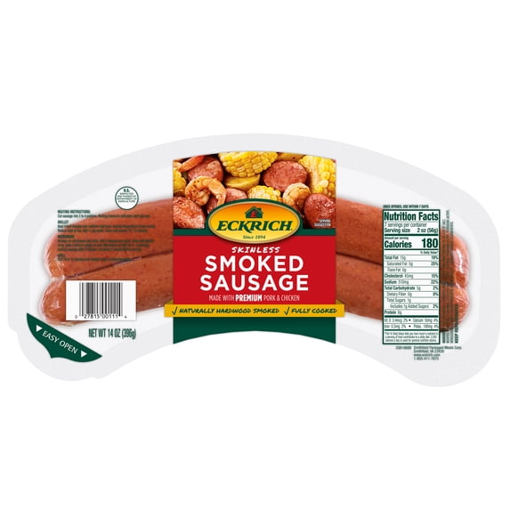 Eckrich Skinless Smoked Sausage, 14 oz