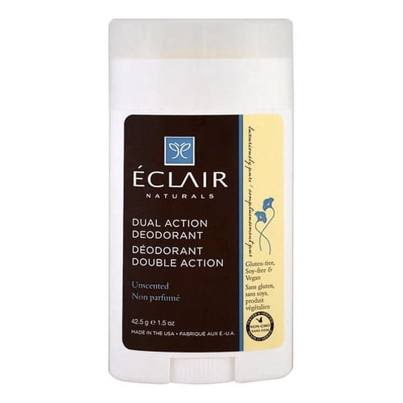 Eclair Naturals Dual Action Deodorant Unscented, 1.5 Oz