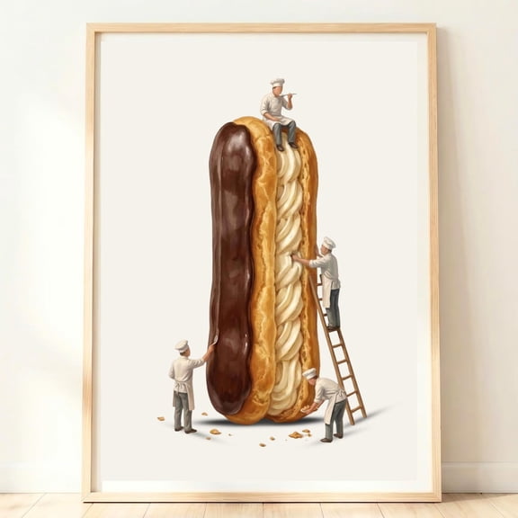 Eclair Print, French Dessert Wall Art, Unframed Paper Poster 8x10in
