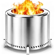 Eclaron 19.5" Stainless Steel Smokeless Wood Burning Outdoor Patio Fire Pit with Stand, Silver