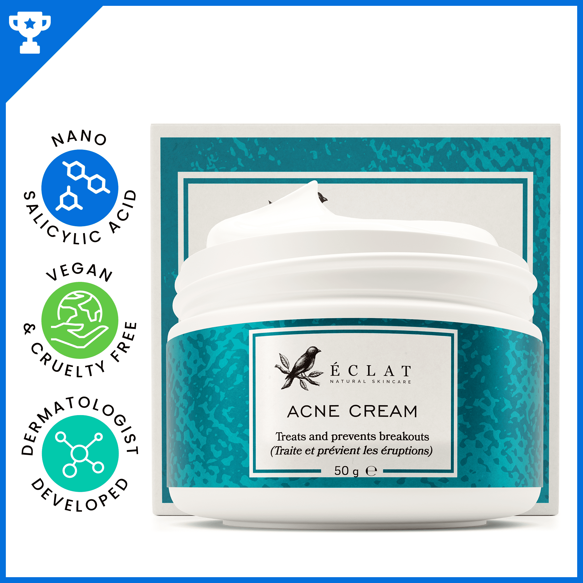 Eclat Acne Cream with Salicylic Acid Acne Treatment 1.8 oz