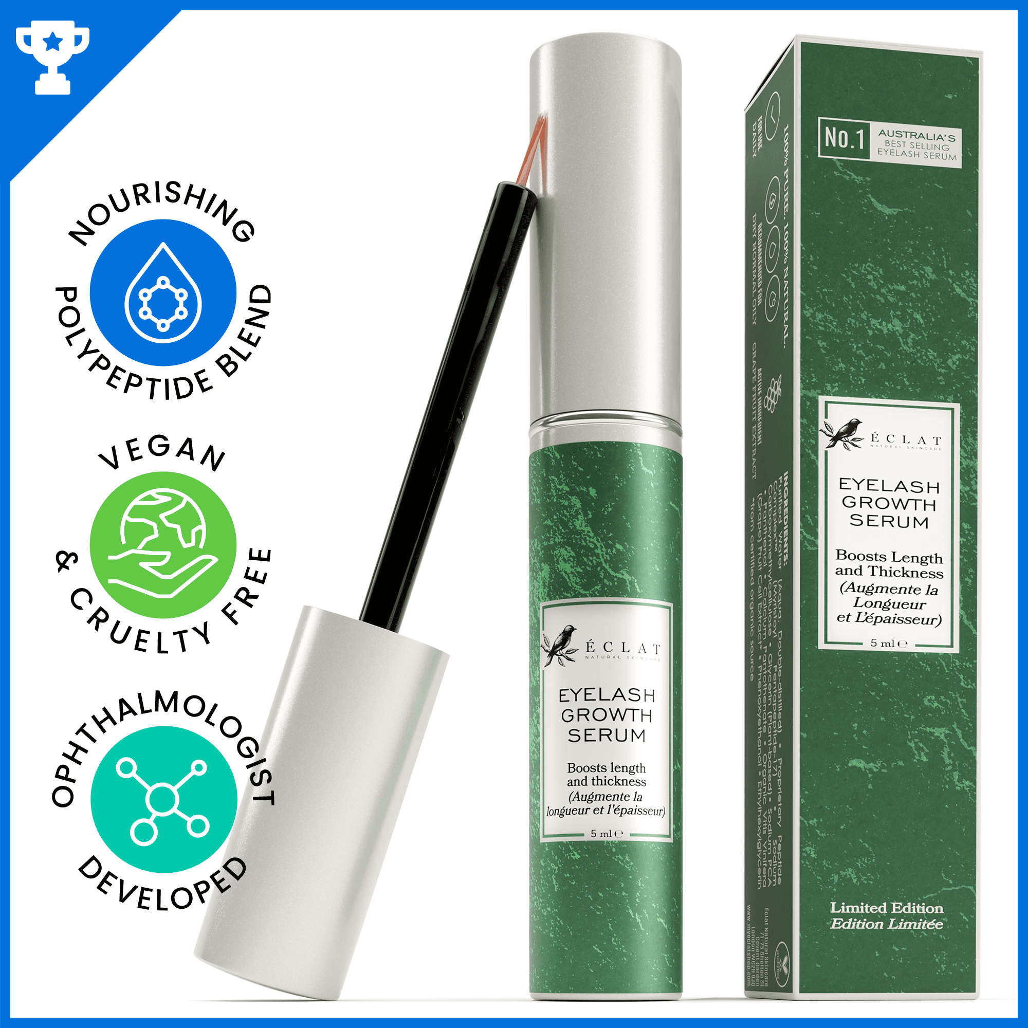 𝗪𝗶𝗻𝗻𝗲𝗿 𝟮𝟬𝟮𝟯* Eclat Eyelash Growth Serum Eyelash Enhancer Mascara, 0.17