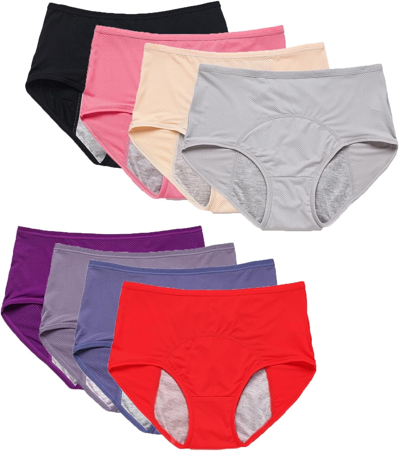 EclatChic Leakproof Panties for Over 60#s, Leak Proof Underwear for Women, Incontinence Underwear (8pcs,L)