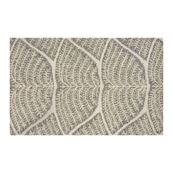 Eclatique Hand-Tufted 100% New Zealand Wool Fern Pattern Area Rug | Soft, Durable & Stylish Home Décor Rug (Off-White_2'6"x8')
