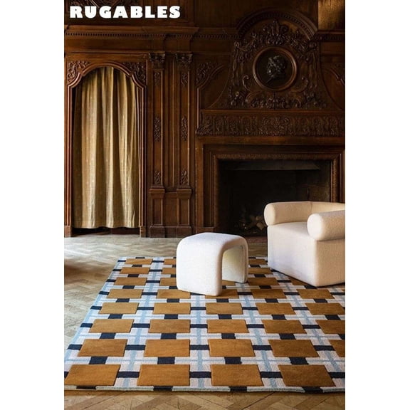 Eclatique Hand-Tufted 100% New Zealand Wool Geometric Area Rug | Stain-Resistant, Soft & Durable Modern Rug(Mustard Yellow_2'6"x8')