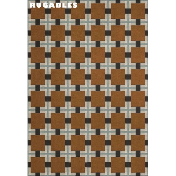 Eclatique Rug Modern Grid Collection Geometric Tufted Yellow Geometric Area Rug, 8' x 10', Non-Slip Backing