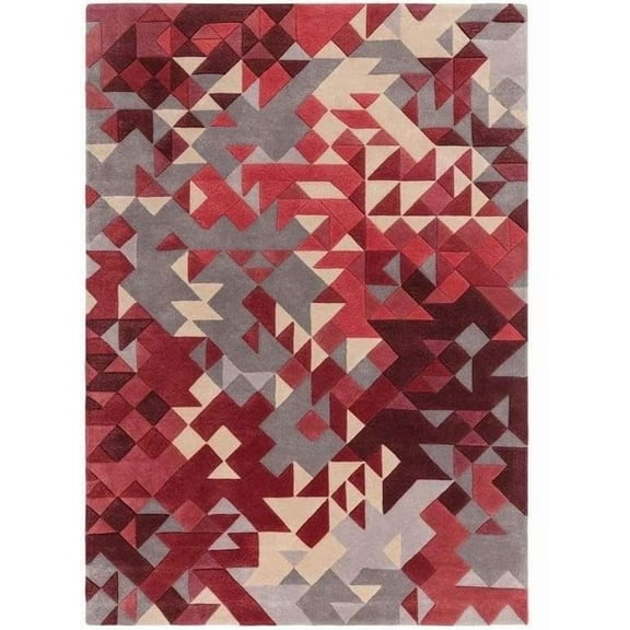 Eclatique Rug Geometric Modern Area Rug – Soft Plush Carpet for Living Room, Bedroom & Office – Premium Abstract Design – Cozy & Durable(Red-4X6)