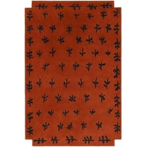 Eclatique  Rug Hand Tufted Wool Area Rug 5 x 8 ft Abstract Modern Design Terracotta and Black