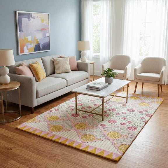 Eclatique Rug Modern Designer Area Rug – Hand-Tufted Wool Carpet for Bedroom & Living Room – Soft, Stylish & Durable – Trendy Bohemian & Geometric Patterns