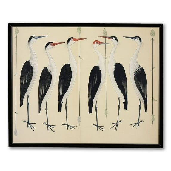 Eclectic Decor Wall Art Red Crowned Crane Canvas Prints Picture,Farmhouse Wall Art Poster,Japanese Contemporary Art Museum Gallery,Vintage Room Decor for Aesthetic Bedroom