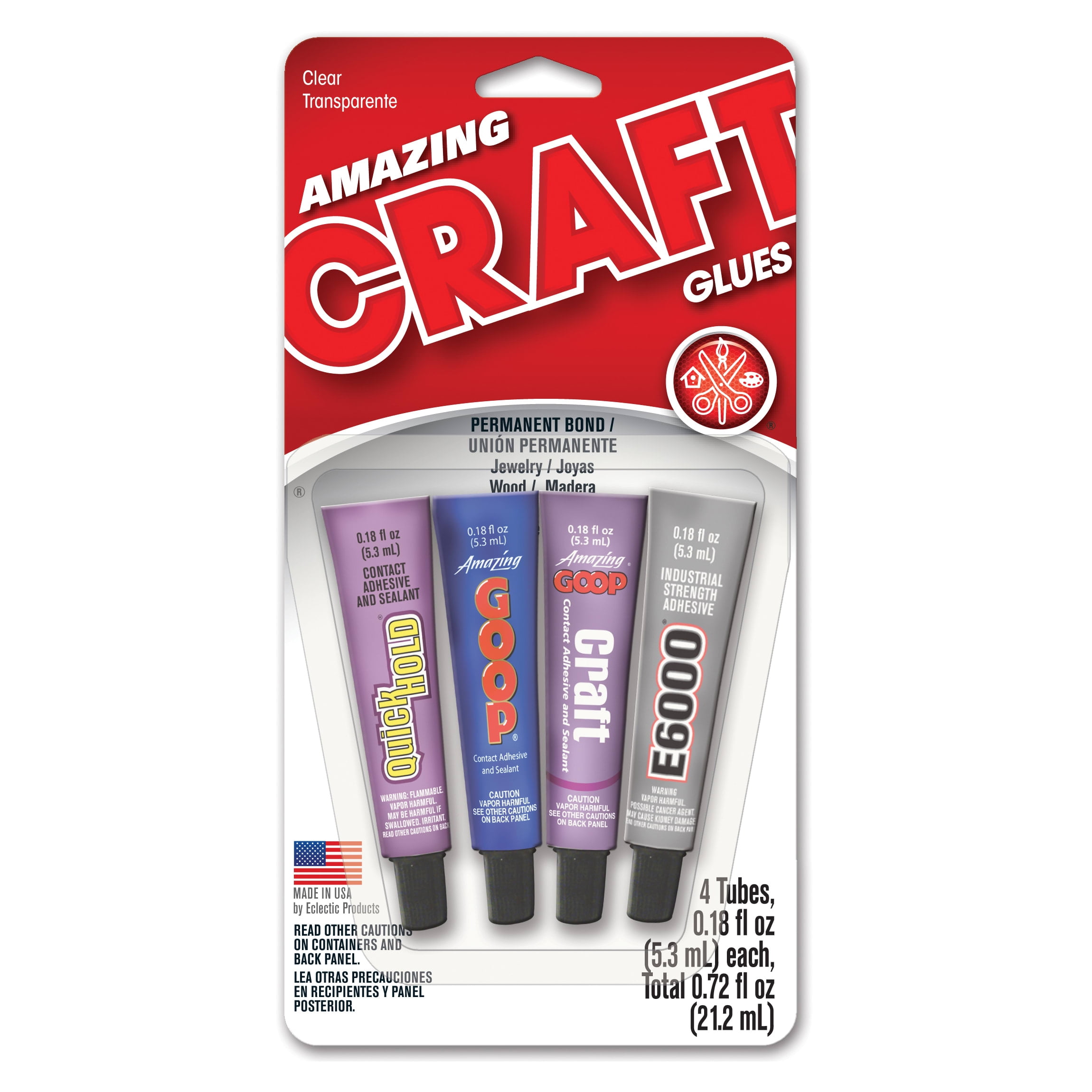 Eclectic Products 230012 3.7 oz Amazing E-6000 Craft Adhesive  Uncarded, Clear 4 Pack : Arts, Crafts & Sewing