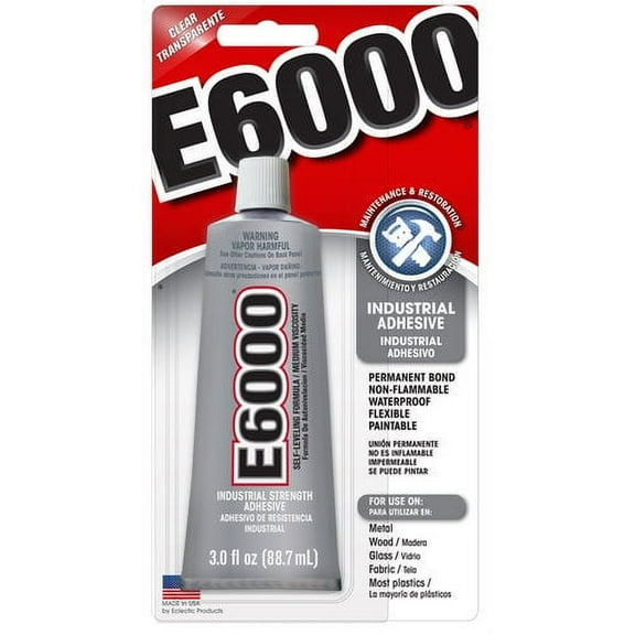 Eclectic E6000 Adhesive Glue, Industrial Strength, Clear, 3 fl. Oz.
