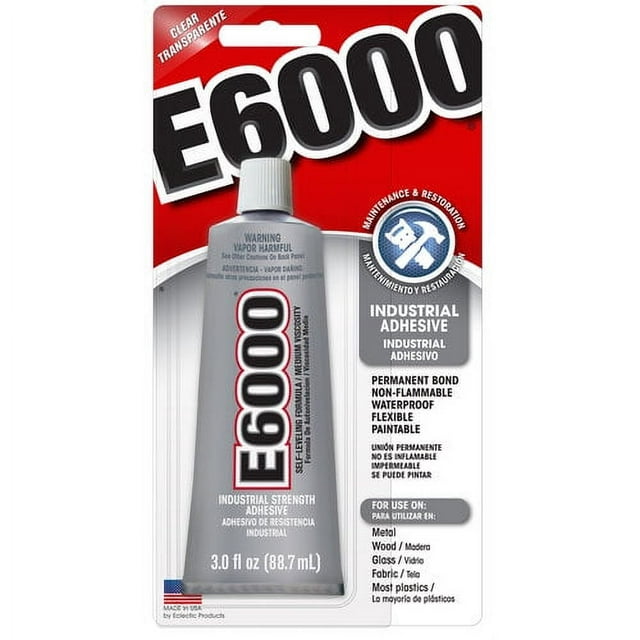 Eclectic E6000 Adhesive Glue, Industrial Strenght, Clear, 3 fl. Oz.