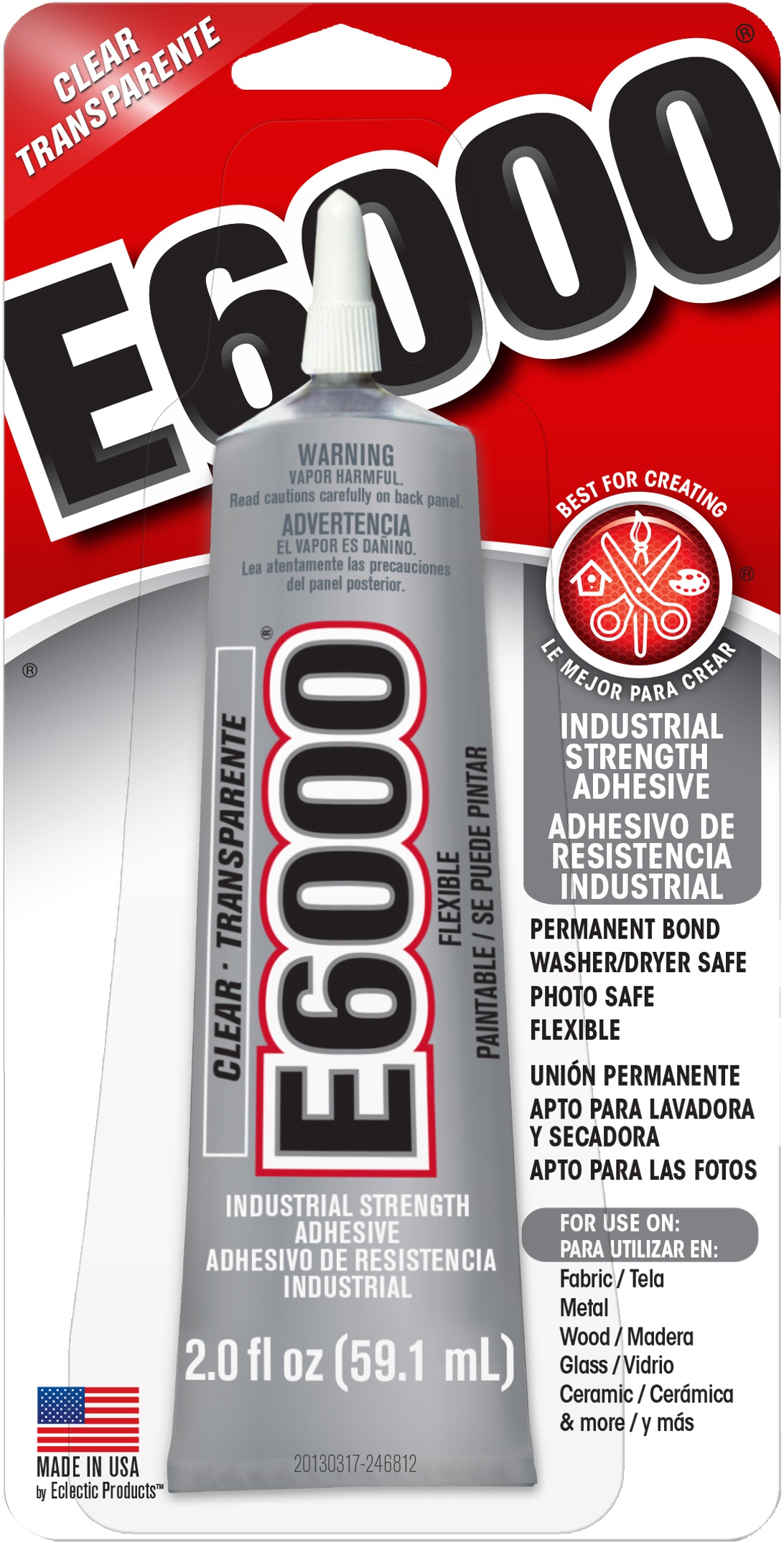 Eclectic E6000 Adhesive Glue, Industrial Strength, Clear, 237032, 2 fl. oz. - image 1 of 6
