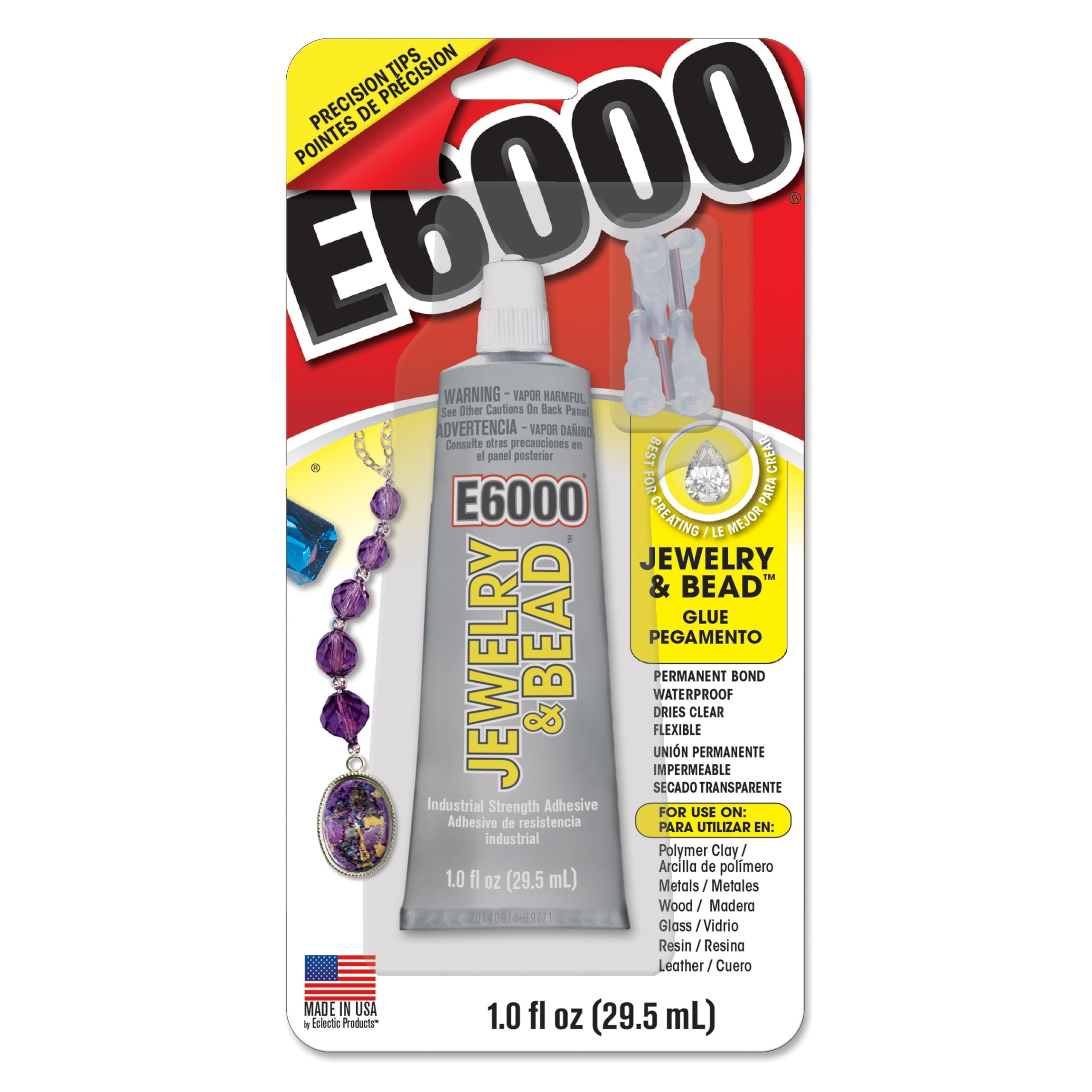 Eclectic E6000 Adhesive Glue for Jewelry & Bead Craft, Clear, 1 oz