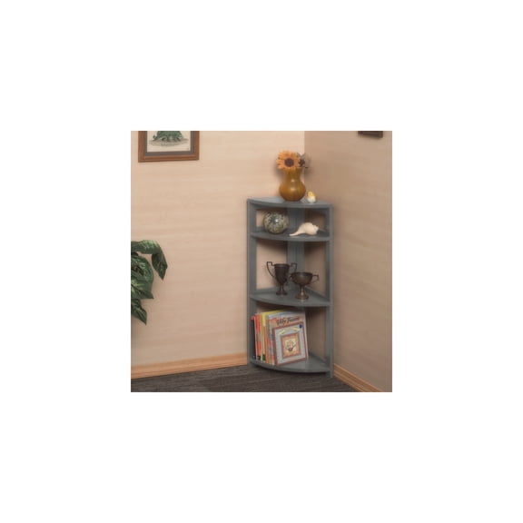 Eclectic Elegance Flip Flop 12 x 12 x 34" High Corner Folding Bookcase in Grey Featuring Flip-Up Shelves and Solid Hardwood Frame for Compact Storage Solutions