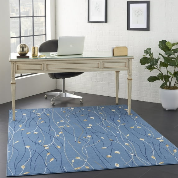 Eclectic Essentials Botanical Light Blue Area Rug