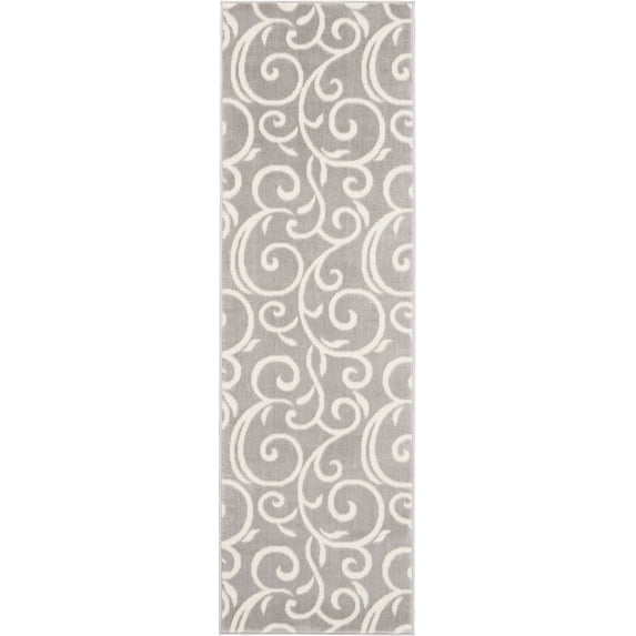 Eclectic Essentials Gray Bohemian Botanical Area Rug