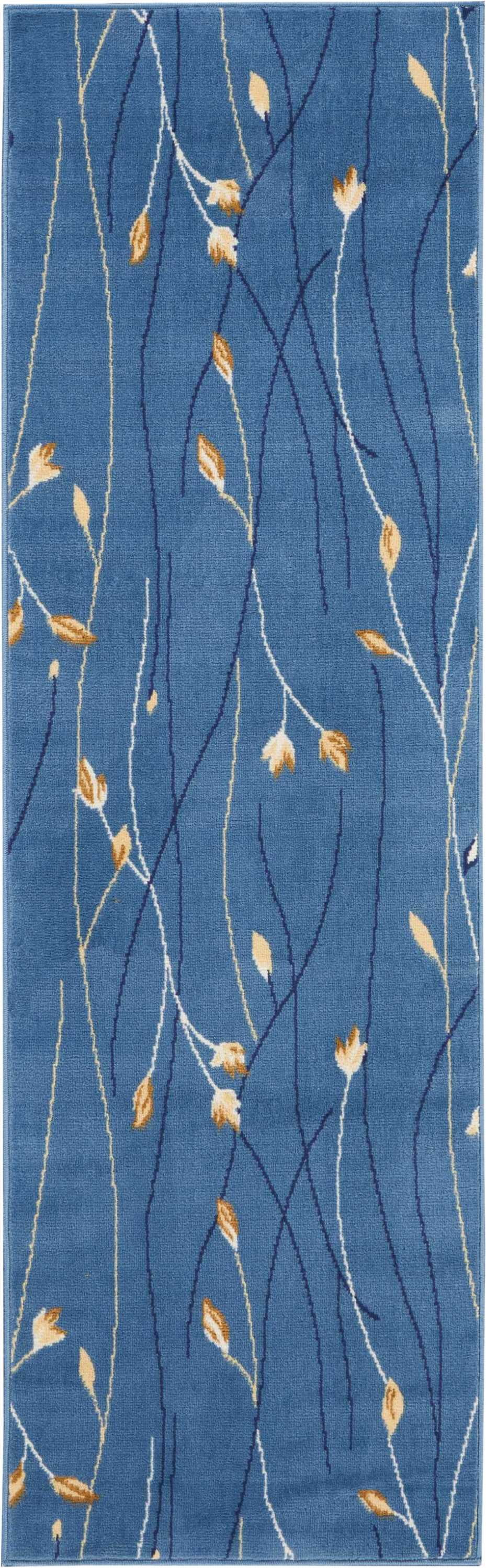 Eclectic Essentials Light Blue Botanical 2'3" x 7'6" Runner Rug